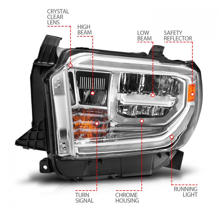 ANZO - 2014-2017 TOYOTA TUNDRA LED CRYSTAL HEADLIGHTS SWITCHBACK PLANK STYLE CHROME-Headlights-Deviate Dezigns (DV8DZ9)