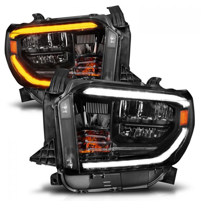 ANZO - 2014-2020 TOYOTA TUNDRA LED CRYSTAL HEADLIGHTS SWITCHBACK PLANK STYLE BLACK-Headlights-Deviate Dezigns (DV8DZ9)