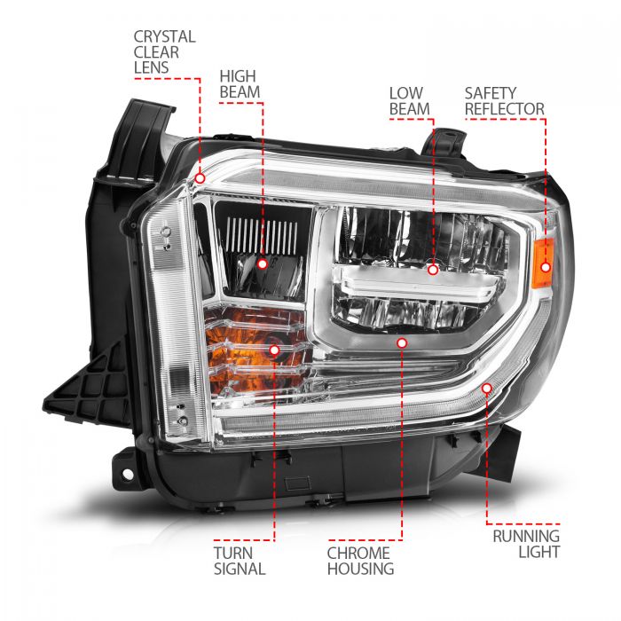 ANZO - 2014-2020 TOYOTA TUNDRA LED CRYSTAL HEADLIGHTS SWITCHBACK PLANK STYLE CHROME-Headlights-Deviate Dezigns (DV8DZ9)