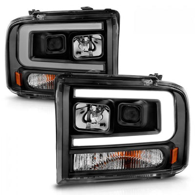 ANZO - 2005-2007 FORD SUPER DUTY PLANK STYLE PROJECTOR HEADLIGHTS BLACK HOUSING WITH AMBER-Headlights-Deviate Dezigns (DV8DZ9)