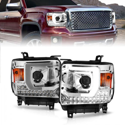 ANZO - 2014-2015 GMC SIERRA 1500/2500HD/3500HD PROJECTOR HEADLIGHTS WITH C BAR CHROME-Headlights-Deviate Dezigns (DV8DZ9)