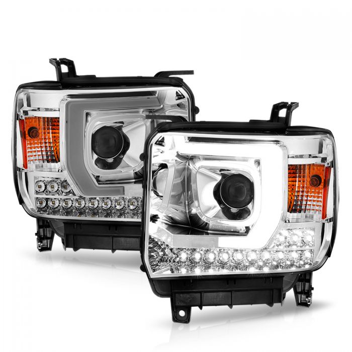 ANZO - 2014-2015 GMC SIERRA 1500/2500HD/3500HD PROJECTOR HEADLIGHTS WITH C BAR CHROME-Headlights-Deviate Dezigns (DV8DZ9)