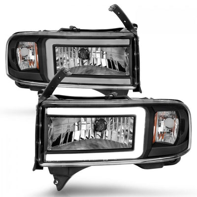 ANZO - 1994-2002 DODGE RAM 1500/2500/3500 BLACK HOUSING HEADLIGHT WITH AMBER C LIGHT BAR-Headlights-Deviate Dezigns (DV8DZ9)