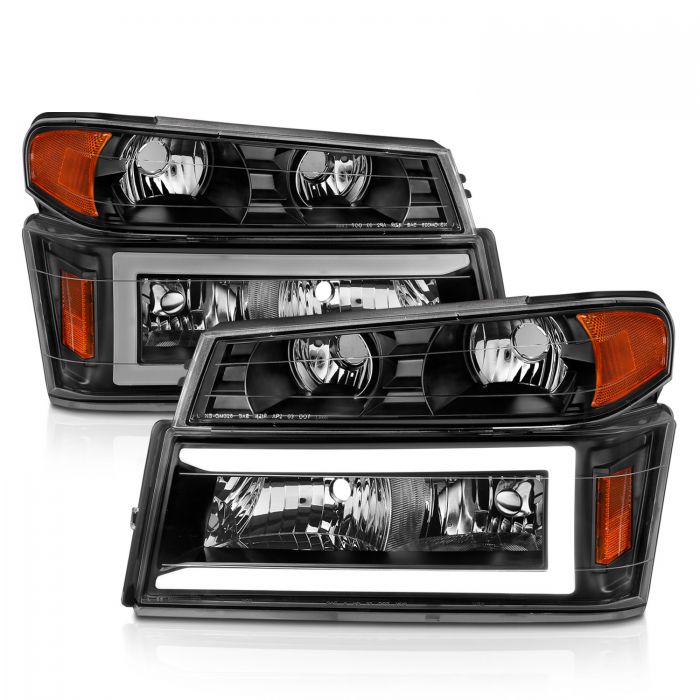 ANZO - 2004-2012 CHEVROLET COLORADO HEADLIGHT BLACK 4PCS WITH C LIGHT BAR PARKING LIGHTS-Headlights-Deviate Dezigns (DV8DZ9)