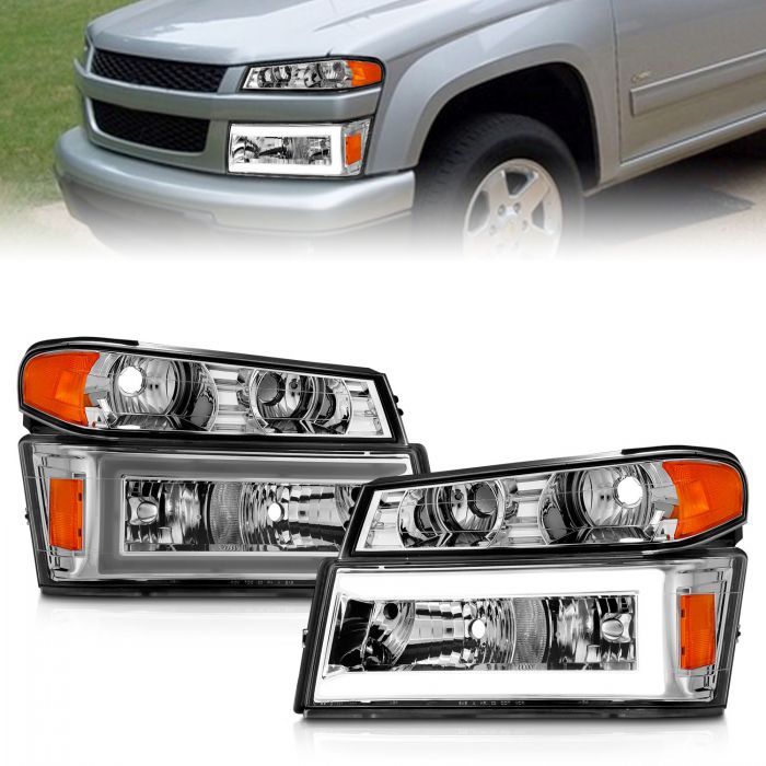 ANZO - 2004-2012 CHEVROLET COLORADO HEADLIGHT CHROME 4PCS WITH C LIGHT BAR PARKING LIGHTS-Headlights-Deviate Dezigns (DV8DZ9)