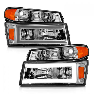 ANZO - 2004-2012 CHEVROLET COLORADO HEADLIGHT CHROME 4PCS WITH C LIGHT BAR PARKING LIGHTS-Headlights-Deviate Dezigns (DV8DZ9)