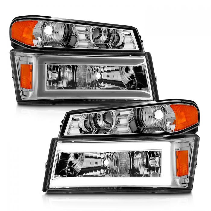 ANZO - 2004-2012 CHEVROLET COLORADO HEADLIGHT CHROME 4PCS WITH C LIGHT BAR PARKING LIGHTS-Headlights-Deviate Dezigns (DV8DZ9)