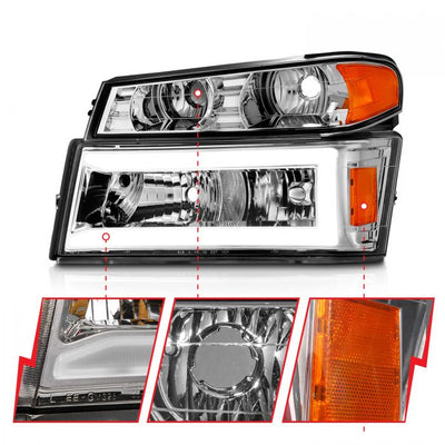 ANZO - 2004-2012 CHEVROLET COLORADO HEADLIGHT CHROME 4PCS WITH C LIGHT BAR PARKING LIGHTS-Headlights-Deviate Dezigns (DV8DZ9)