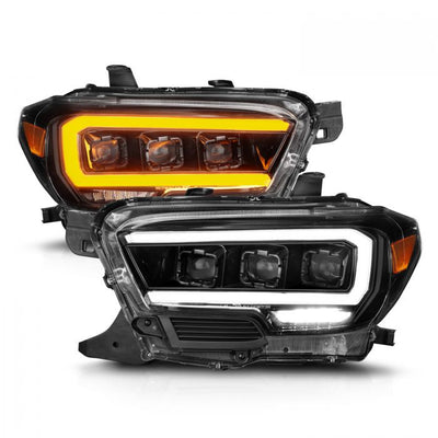 ANZO - 2016-2022 TOYOTA TACOMA BLACK FULL LED PROJECTOR PLANK STYLE HEADLIGHTS WITH INITIATION FEATURE & SEQUENTIAL (HALOGEN DRL)-Headlights-Deviate Dezigns (DV8DZ9)