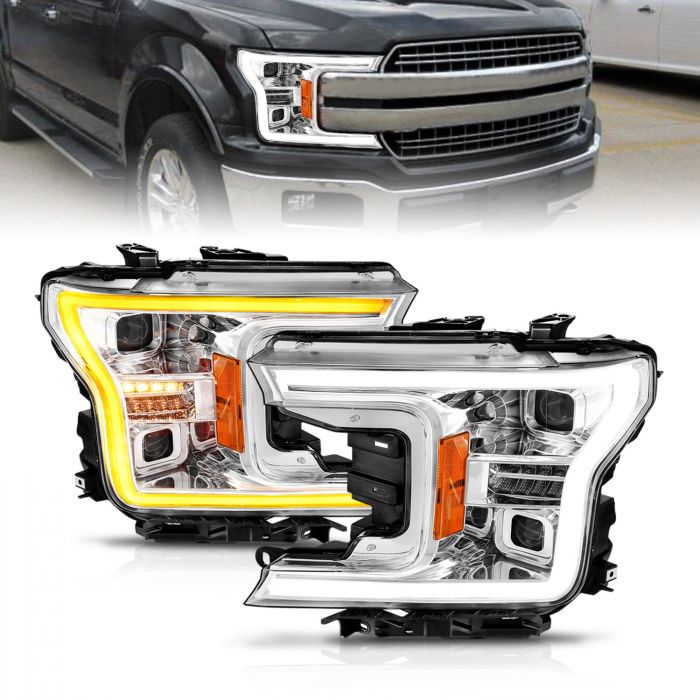 ANZO - 2018-2020 FORD F150 FULL LED PROJECTOR CHROME HEADLIGHTS-Headlights-Deviate Dezigns (DV8DZ9)