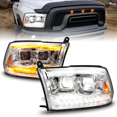 ANZO - 2009-2020 RAM 1500/2010-2018 RAM 2500/3500 FULL LED PROJECTOR PLANK STYLE CHROME HEADLIGHTS W/ INITIATION & SEQUENTIAL SIGNAL-Headlights-Deviate Dezigns (DV8DZ9)