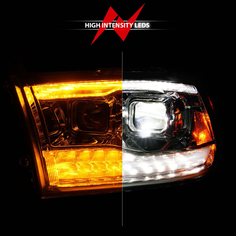 ANZO - 2009-2020 RAM 1500/2010-2018 RAM 2500/3500 FULL LED PROJECTOR PLANK STYLE CHROME HEADLIGHTS W/ INITIATION & SEQUENTIAL SIGNAL-Headlights-Deviate Dezigns (DV8DZ9)