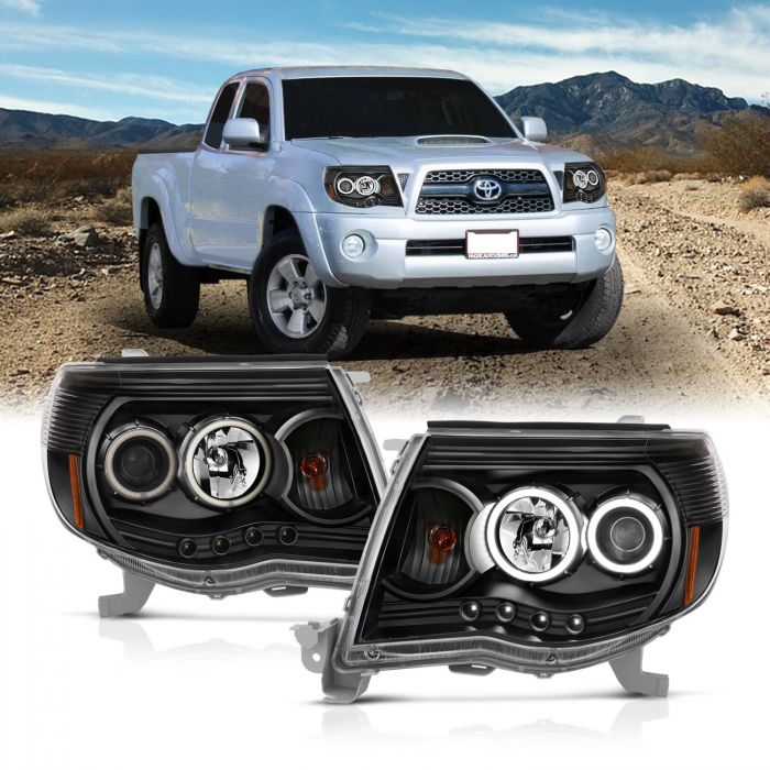 ANZO - 2005-2011 TOYOTA TACOMA PROJECTOR HALO HEADLIGHTS BLACK CLEAR WITH RX HALO-Headlights-Deviate Dezigns (DV8DZ9)