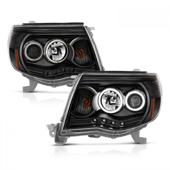 ANZO - 2005-2011 TOYOTA TACOMA PROJECTOR HALO HEADLIGHTS BLACK CLEAR WITH RX HALO-Headlights-Deviate Dezigns (DV8DZ9)