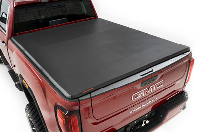 Rough Country  | Bed Cover | Tri Fold | Soft | 6'7" Bed | Chevy/GMC 2500HD/3500HD (20-23)