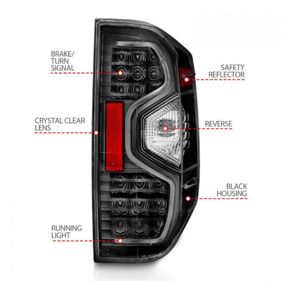 ANZO - 2014-2021 TOYOTA TUNDRA LED TAILLIGHTS BLACK CLEAR LENS-Tail Lights-Deviate Dezigns (DV8DZ9)