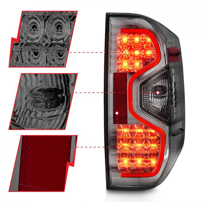 ANZO - 2014-2021 TOYOTA TUNDRA LED TAILLIGHTS CHROME SMOKE LENS-Tail Lights-Deviate Dezigns (DV8DZ9)