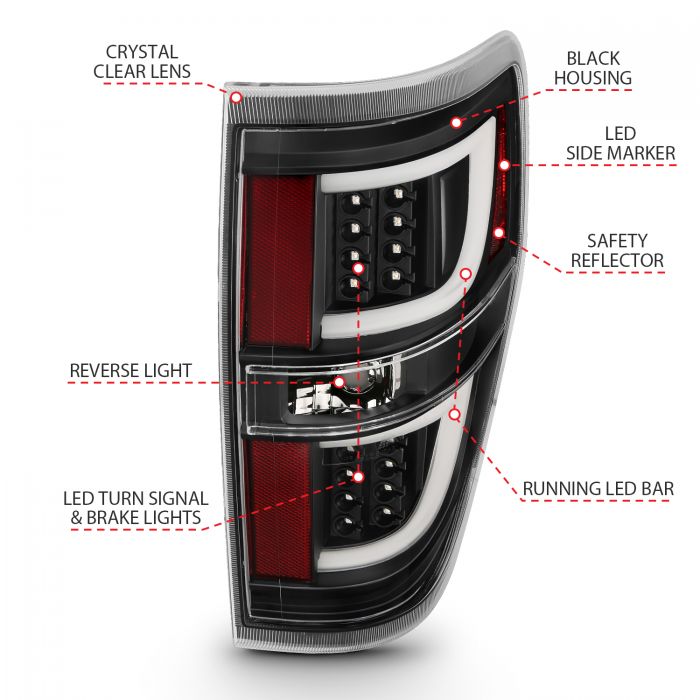 ANZO - 2009-2014 FORD F150 TAILLIGHTS G2 BLACK-Tail Lights-Deviate Dezigns (DV8DZ9)