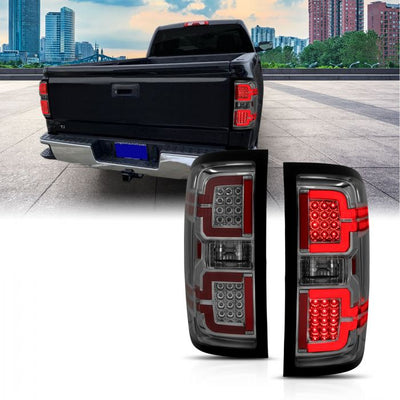 ANZO - 2014-2018 CHEVROLET SILVERADO 1500 2015-2019 2500HD/3500HD DUALLY LED TAILLIGHTS SMOKE LENS-Tail Lights-Deviate Dezigns (DV8DZ9)