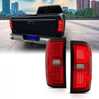 ANZO - 2014-2018 CHEVROLET SILVERADO 1500 2015-2019 2500HD/3500HD DUALLY LED TAILLIGHTS RED LENS-Tail Lights-Deviate Dezigns (DV8DZ9)