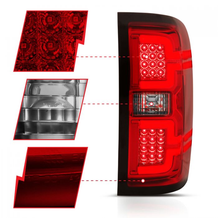 ANZO - 2014-2018 CHEVROLET SILVERADO 1500 2015-2019 2500HD/3500HD DUALLY LED TAILLIGHTS RED LENS-Tail Lights-Deviate Dezigns (DV8DZ9)