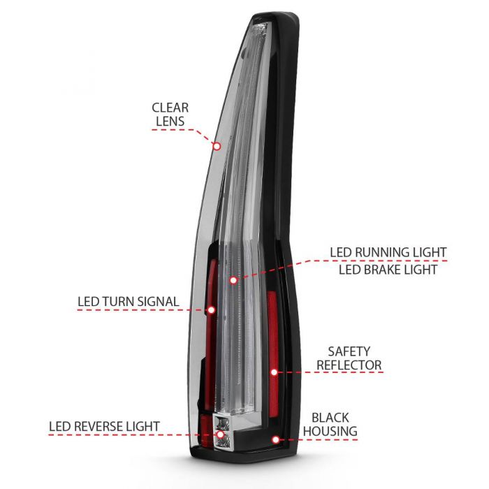 ANZO - 2007-2014 CADILLAC ESCALADE LED TAILLIGHTS RED/CLEAR LENS LONG VERSION-Tail Lights-Deviate Dezigns (DV8DZ9)