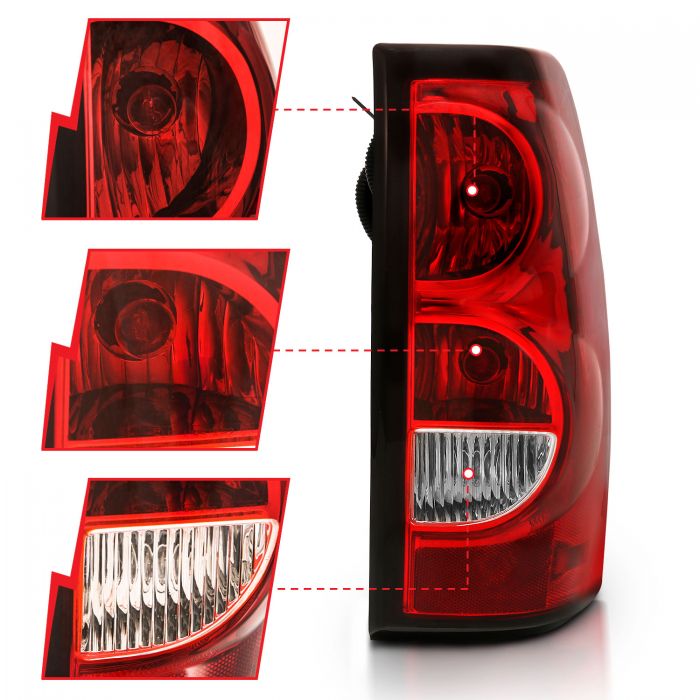 ANZO - 2003-2006 CHEVROLET SILVERADO 1500/2500/3500 CLASSIC TAILLIGHTS RED/CLEAR LENS WITH BLACK TRIM-Tail Lights-Deviate Dezigns (DV8DZ9)