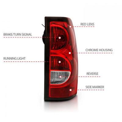 ANZO - 2003-2006 CHEVROLET SILVERADO 1500/2500/3500 CLASSIC TAILLIGHTS RED/CLEAR LENS WITH BLACK TRIM-Tail Lights-Deviate Dezigns (DV8DZ9)