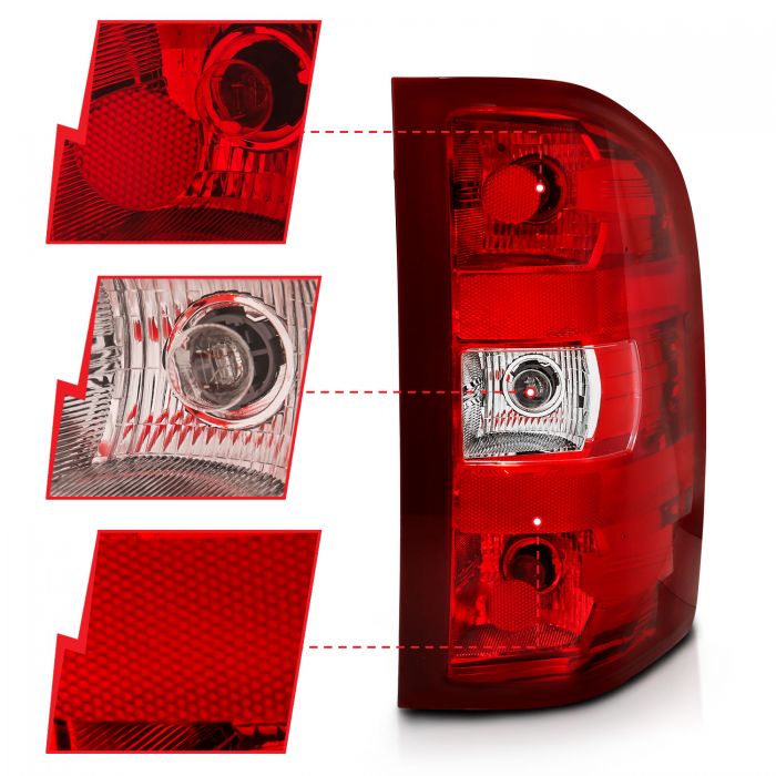 ANZO - 2007-2013 CHEVROLET SILVERADO 1500/2500HD/3500HD TAILLIGHT RED/CLEAR LENS-Tail Lights-Deviate Dezigns (DV8DZ9)