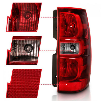 ANZO - 2007-2014 CHEVROLET TAHOE/SUBURBAN TAILLIGHTS RED/CLEAR LENS-Tail Lights-Deviate Dezigns (DV8DZ9)