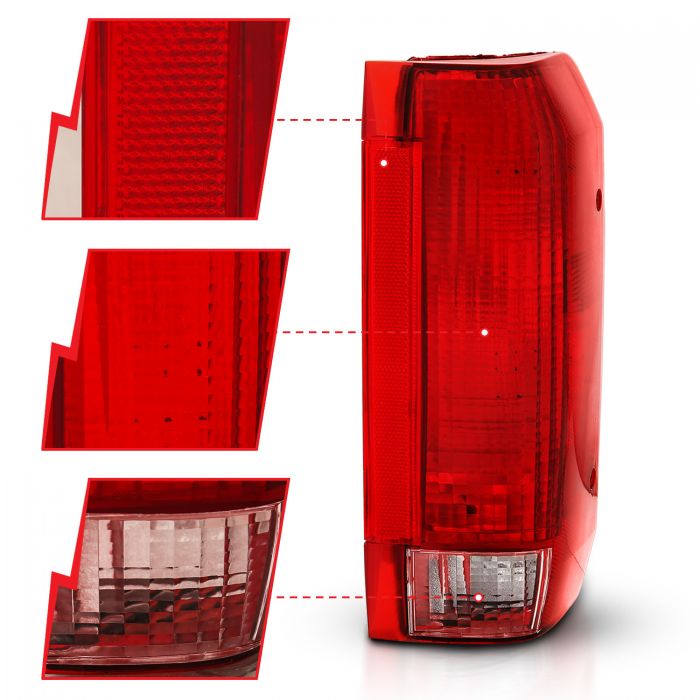 ANZO - 1992-1996 FORD F150/F250 TAILLIGHT RED/CLEAR LENS-Tail Lights-Deviate Dezigns (DV8DZ9)