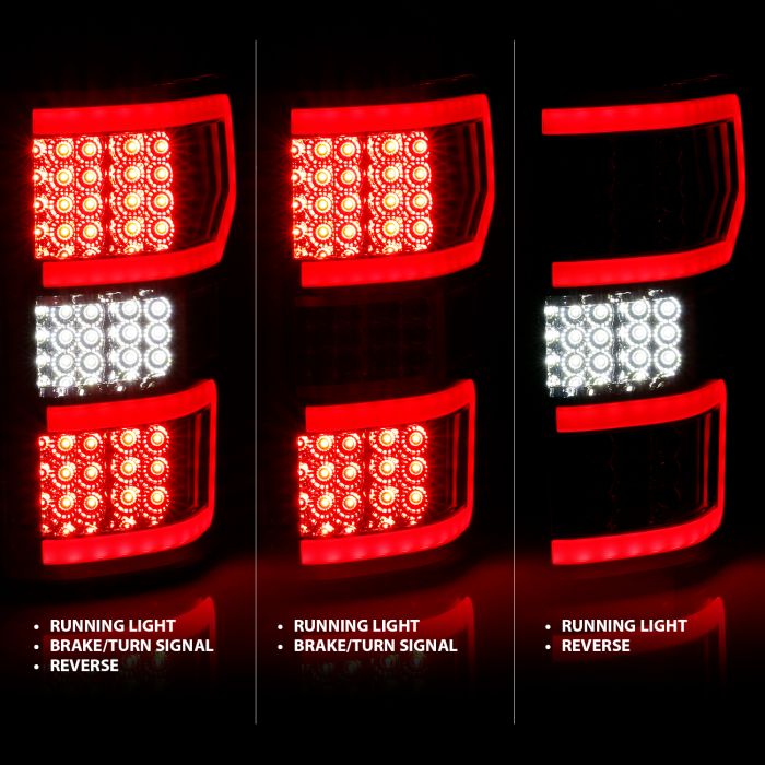 ANZO - 2018-2020 FORD F150 TAILLIGHTS CHROME RED LIGHT BAR WITH SEQUENTIAL-Tail Lights-Deviate Dezigns (DV8DZ9)