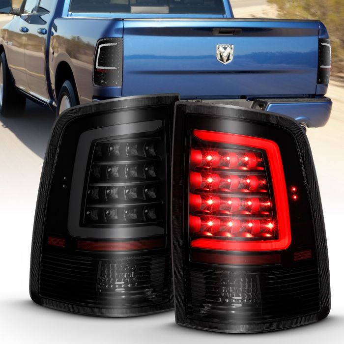 ANZO - 2009-2018 DODGE RAM 1500/2500/3500 LED TAILLIGHTS BLACK SMOKE WITH C LIGHT BAR-Tail Lights-Deviate Dezigns (DV8DZ9)