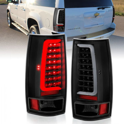 ANZO - 2007-2014 CHEVROLET TAHOE/SUBURBAN/GMC YUKON LED TAILLIGHT PLANK STYLE BLACK WITH CLEAR LENS-Tail Lights-Deviate Dezigns (DV8DZ9)