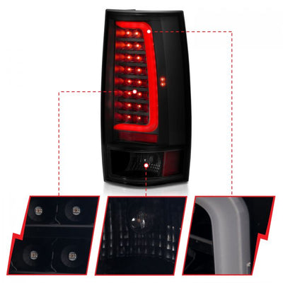 ANZO - 2007-2014 CHEVROLET TAHOE/SUBURBAN/GMC YUKON LED TAILLIGHT PLANK STYLE BLACK WITH SMOKE LENS-Tail Lights-Deviate Dezigns (DV8DZ9)