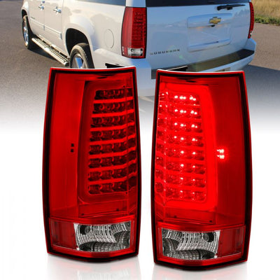 ANZO - 2007-2014 CHEVROLET TAHOE/SUBURBAN/GMC YUKON LED TAILLIGHT PLANK STYLE CHROME WITH RED/CLEAR LENS-Tail Lights-Deviate Dezigns (DV8DZ9)