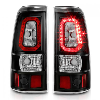 ANZO - 1999-2002 CHEVROLET SILVERADO 1500/2500/3500 CLASSIC 07 LED TAILLIGHTS PLANK STYLE BLACK WITH CLEAR LENS-Tail Lights-Deviate Dezigns (DV8DZ9)