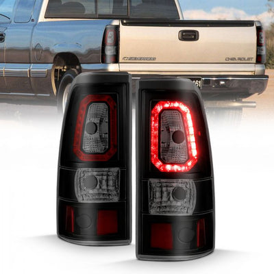 ANZO - 1999-2002 CHEVROLET SILVERADO 1500/2500/3500 LED TAILLIGHTS PLANK STYLE BLACK WITH SMOKE LENS-Tail Lights-Deviate Dezigns (DV8DZ9)