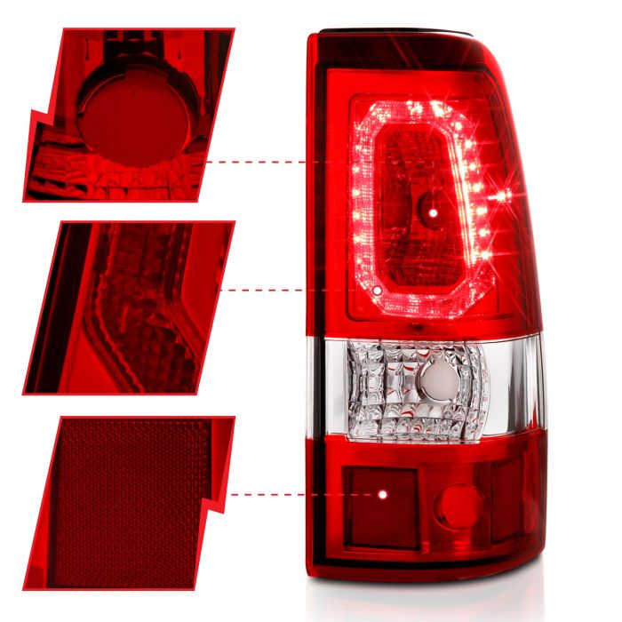 ANZO - 2003-2006 CHEVROLET SILVERADO 1500/2500/3500 CLASSIC LED BAR TAILLIGHT CHROME RED/CLEAR LENS-Tail Lights-Deviate Dezigns (DV8DZ9)