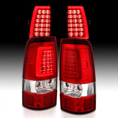 ANZO - 1999-2002 CHEVROLET SILVERADO 1500/2500/3500 CLASSIC 07 LED TAILLIGHTS PLANK STYLE CHROME RED/CLEAR LENS-Tail Lights-Deviate Dezigns (DV8DZ9)