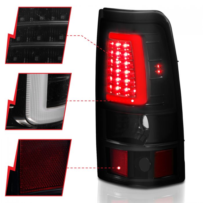 ANZO - 2003-2006 CHEVROLET SILVERADO 1500/2500/3500 CLASSIC LED C BAR STYLE TAILLIGHTS BLACK SMOKE LENS-Tail Lights-Deviate Dezigns (DV8DZ9)