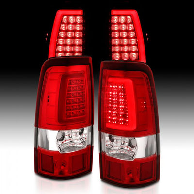 ANZO - 2003-2006 CHEVROLET SILVERADO 1500/2500/3500 CLASSIC LED C BAR STYLE TAILLIGHTS CHROME RED LENS-Tail Lights-Deviate Dezigns (DV8DZ9)