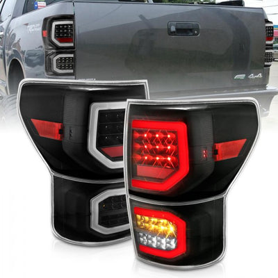 ANZO - 2007-2013 TOYOTA TUNDRA LED TAILLIGHTS PLANK STYLE BLACK WITH CLEAR LENS-Tail Lights-Deviate Dezigns (DV8DZ9)