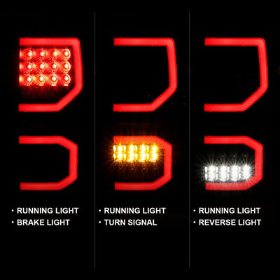 ANZO - 2007-2013 TOYOTA TUNDRA LED TAILLIGHTS PLANK STYLE BLACK WITH CLEAR LENS-Tail Lights-Deviate Dezigns (DV8DZ9)