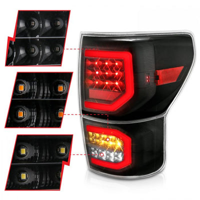 ANZO - 2007-2013 TOYOTA TUNDRA LED TAILLIGHTS PLANK STYLE BLACK WITH CLEAR LENS-Tail Lights-Deviate Dezigns (DV8DZ9)