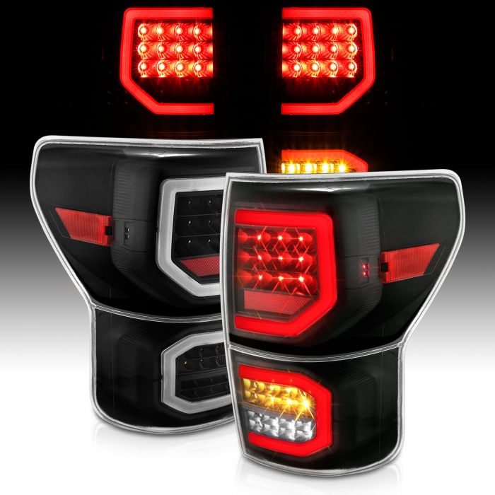 ANZO - 2007-2013 TOYOTA TUNDRA LED TAILLIGHTS PLANK STYLE BLACK WITH CLEAR LENS-Tail Lights-Deviate Dezigns (DV8DZ9)