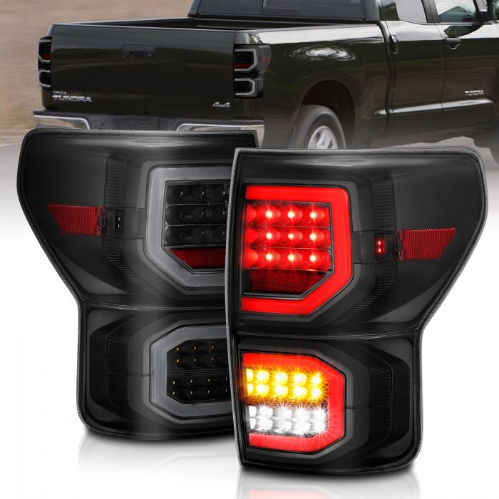 ANZO - 2007-2013 TOYOTA TUNDRA LED TAILLIGHTS PLANK STYLE BLACK WITH SMOKE LENS-Tail Lights-Deviate Dezigns (DV8DZ9)