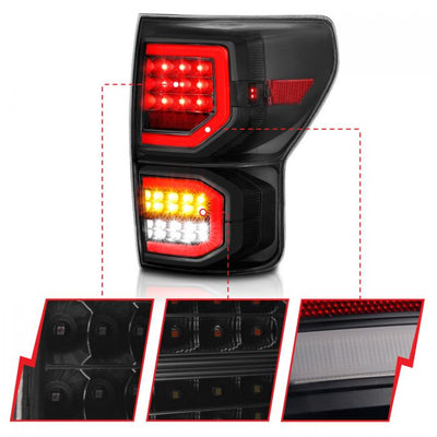 ANZO - 2007-2013 TOYOTA TUNDRA LED TAILLIGHTS PLANK STYLE BLACK WITH SMOKE LENS-Tail Lights-Deviate Dezigns (DV8DZ9)