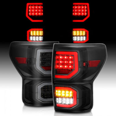 ANZO - 2007-2013 TOYOTA TUNDRA LED TAILLIGHTS PLANK STYLE BLACK WITH SMOKE LENS-Tail Lights-Deviate Dezigns (DV8DZ9)