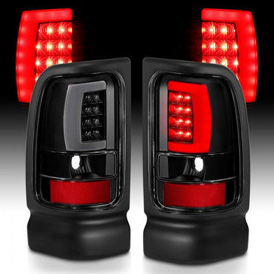 ANZO - 1994-2001 DODGE RAM 1500/2500/3500 LED TAILLIGHTS PLANK STYLE BLACK WITH CLEAR LENS-Tail Lights-Deviate Dezigns (DV8DZ9)